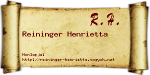 Reininger Henrietta névjegykártya